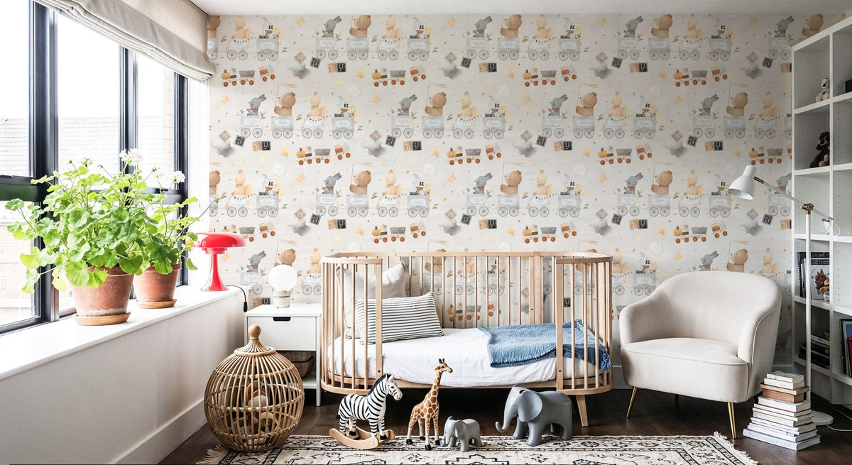 Sky Train, Light Beige Mural Wallpaper - room preview 03