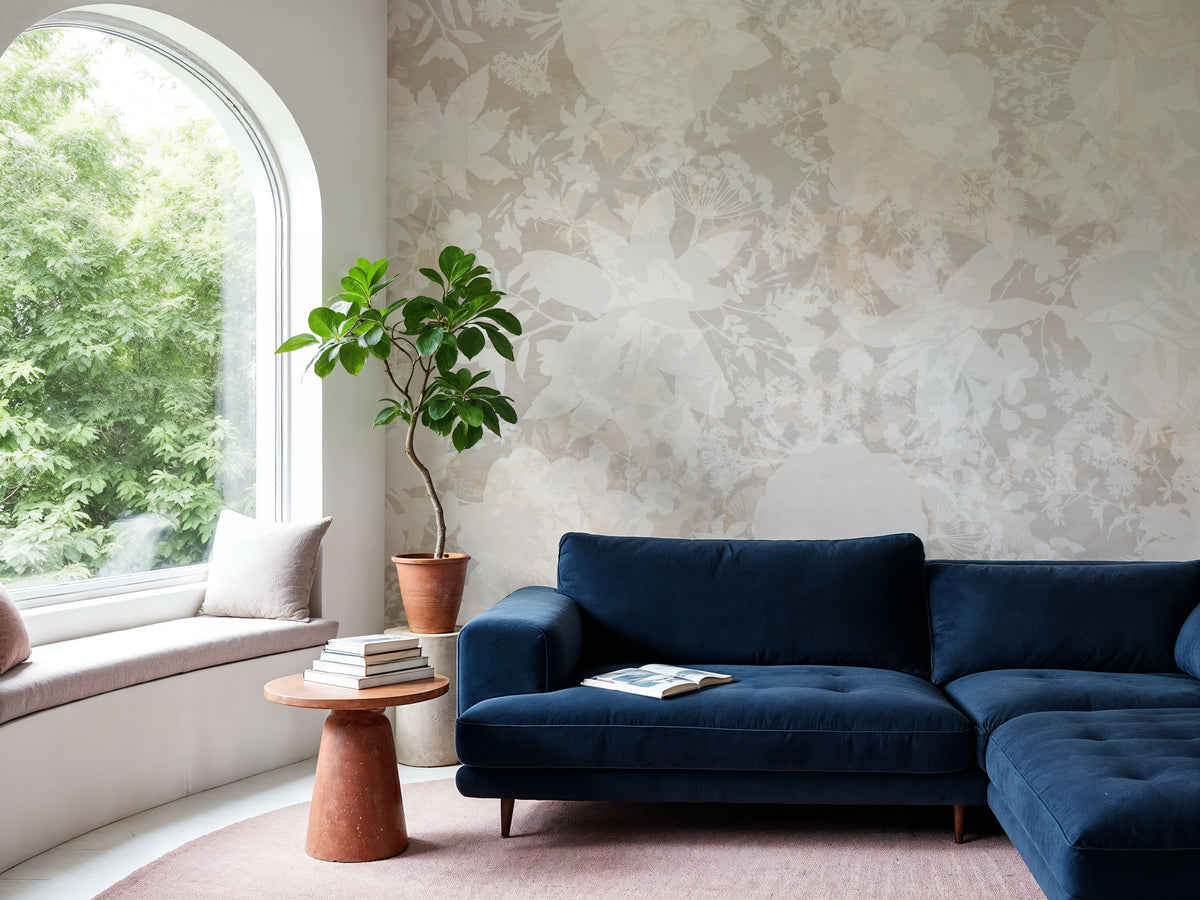 Flower Silhouette Mural Wallpaper - room preview 03