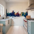 Marseille France Skyline Blue & Bronze Mural Wallpaper - room preview 03