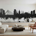 Riga Latvia Skyline Black & White Mural Wallpaper - room preview 03