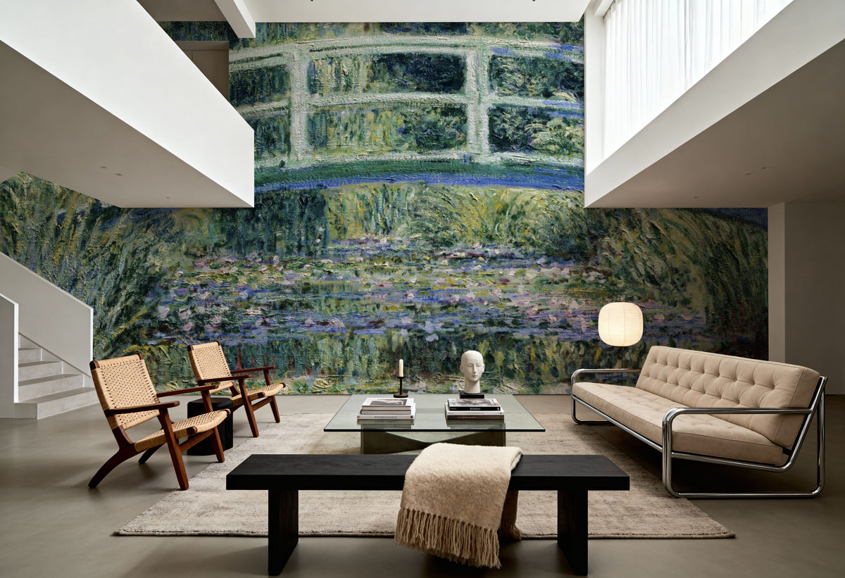 Water Lilies and Japanese Bridge Mural Wallpaper - room preview 03