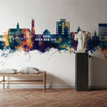 Georgetown Guyana Skyline Blue & Bronze Mural Wallpaper - room preview 03