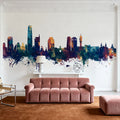 Santiago De Chile Skyline Blue & Bronze Mural Wallpaper - room preview 03