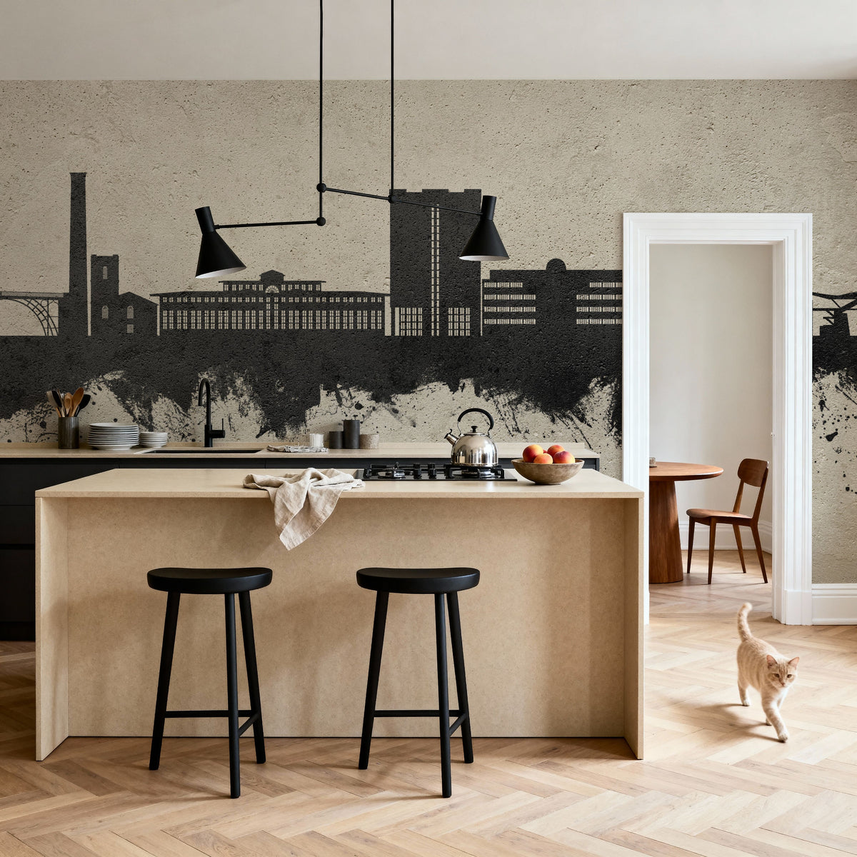 Telford England Skyline Concrete Mural Wallpaper - room preview 03