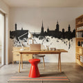 Stockholm Skyline Black & White Mural Wallpaper - room preview 03