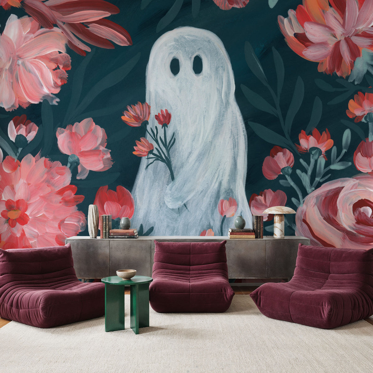 Ghost Among the Flowers Mural Wallpaper - room preview 03