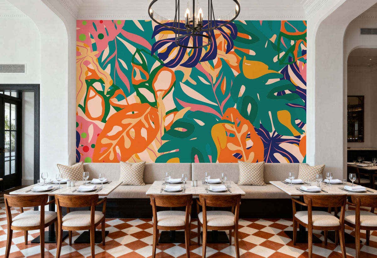 Contoured Monstera Mural Wallpaper - room preview 03