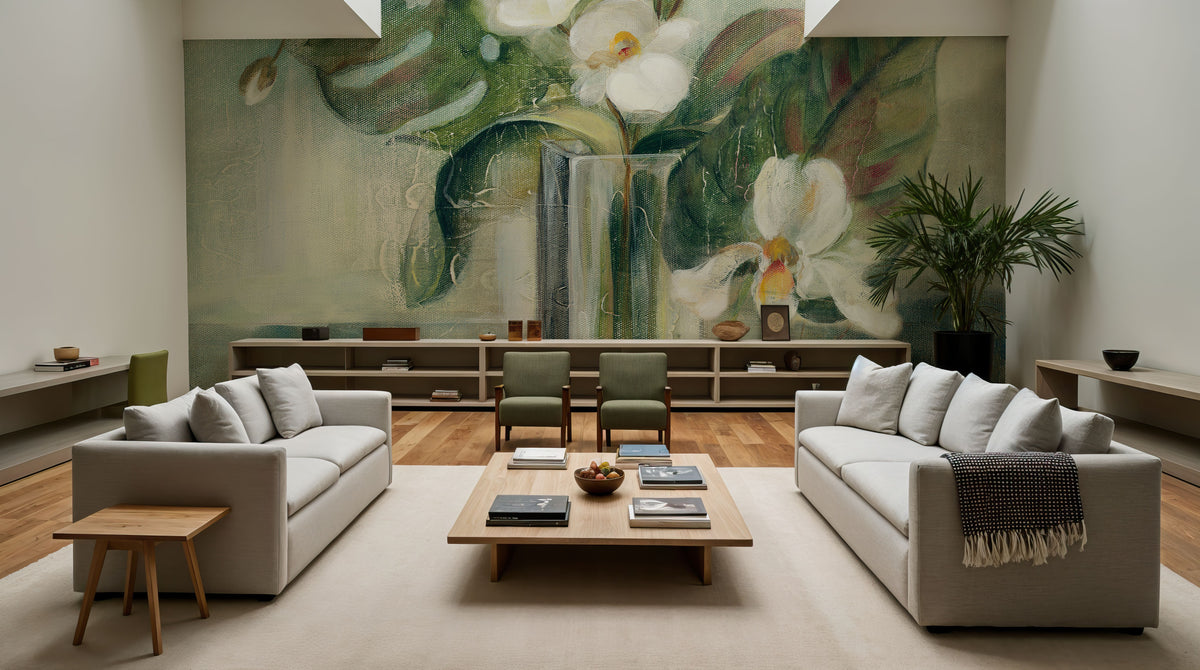 Silver Orchids II Mural Wallpaper - room preview 03