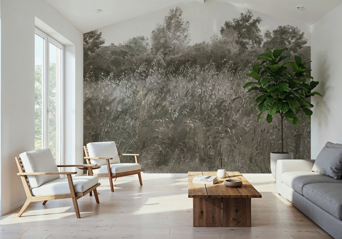Meadow Whisper, Olive Mural Wallpaper - room preview 03