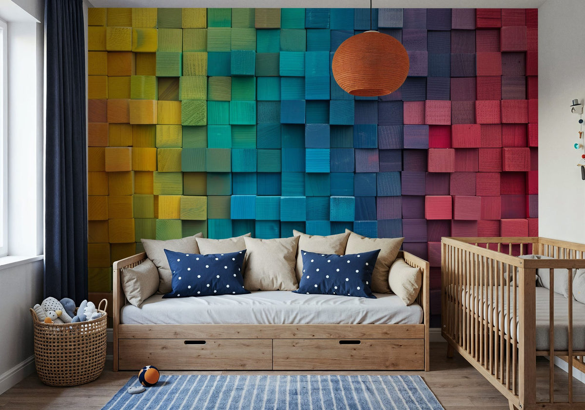 Vibrant Rainbow Stack Mural Wallpaper - room preview 03