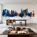 Oakland California Skyline Blue & Bronze Mural Wallpaper - room preview 03
