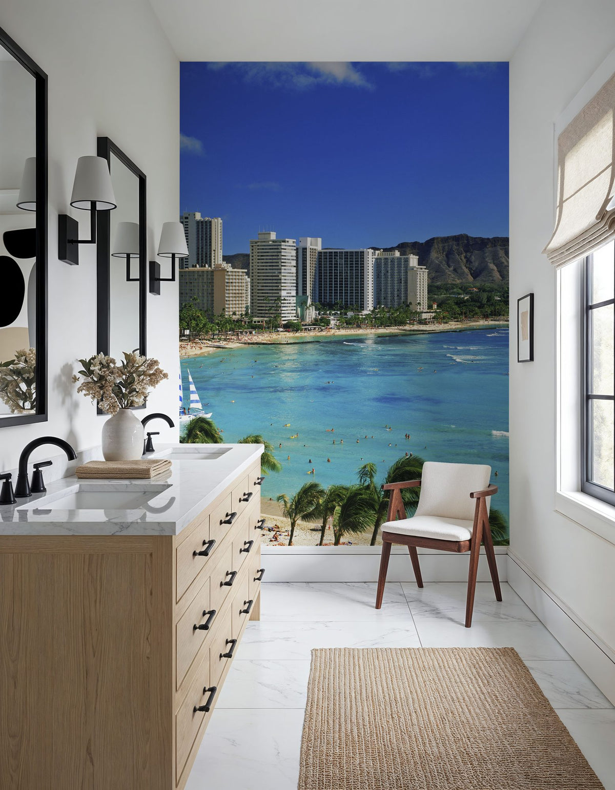 Coastal Paradise Skyline Mural Wallpaper - room preview 03