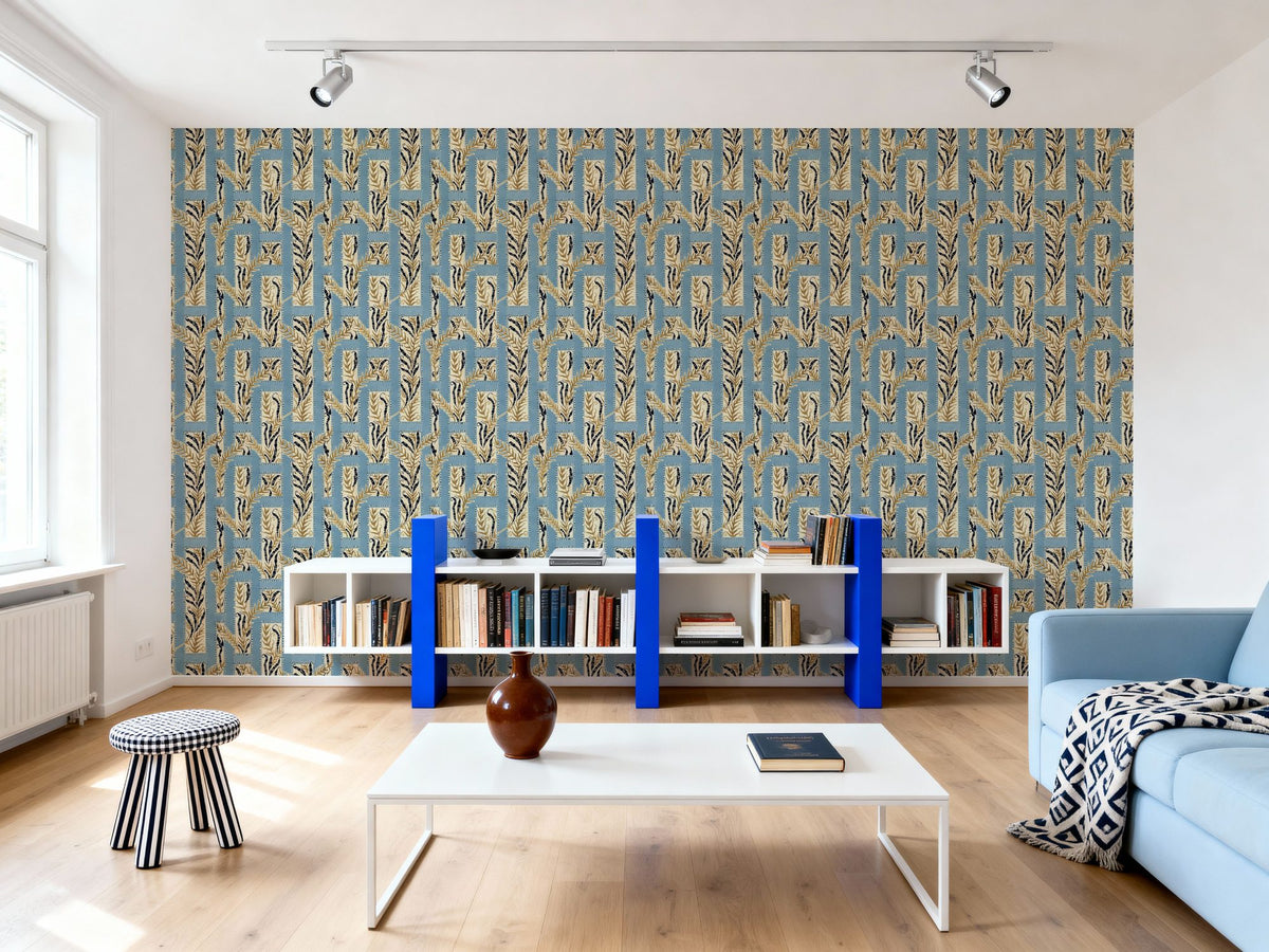 Samarkand Ferns, Sky Blue Mural Wallpaper - room preview 03
