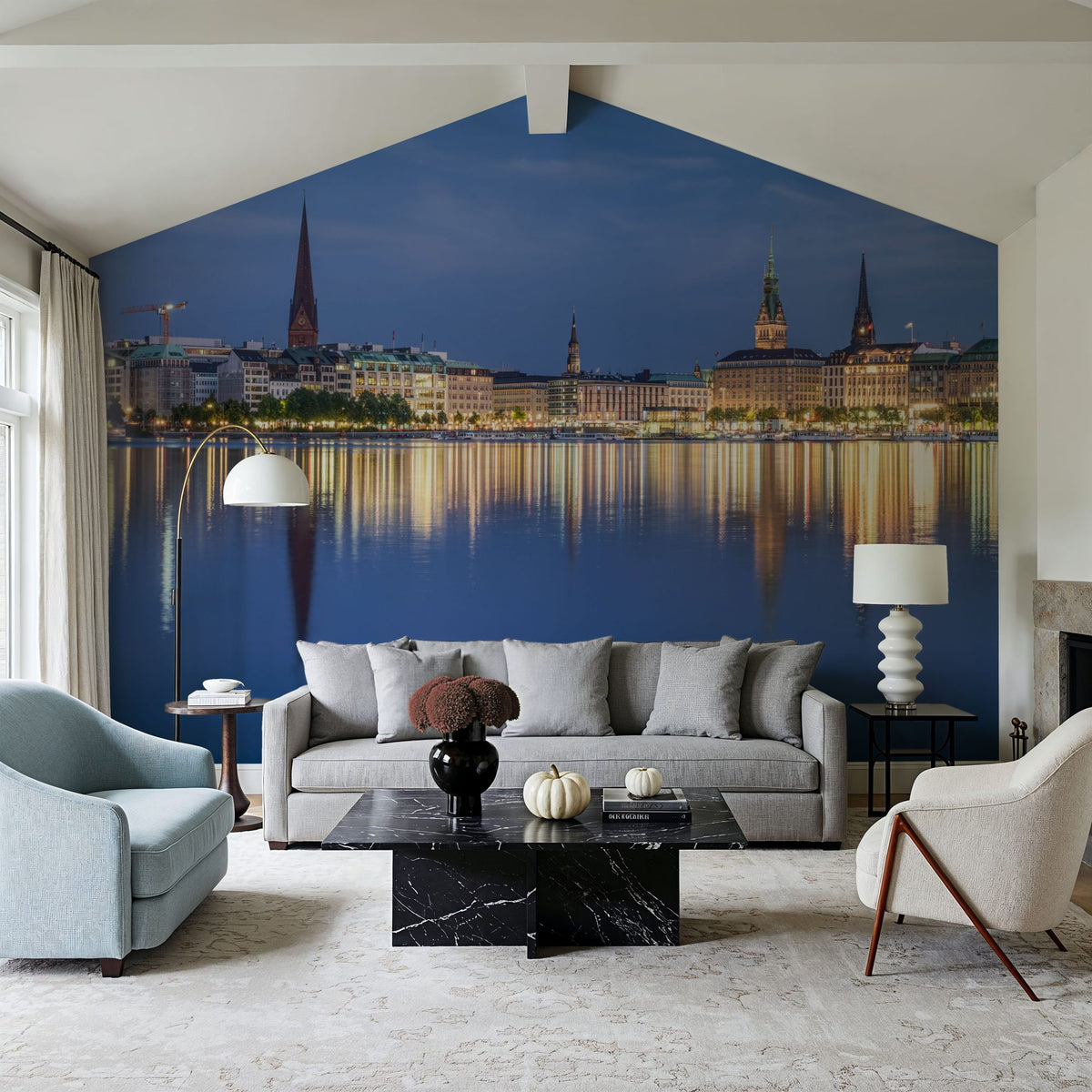 Twilight Reflections Mural Wallpaper - Blue Tone - room preview 03