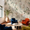 Tulips & Birds, Beige Mural Wallpaper - room preview 03