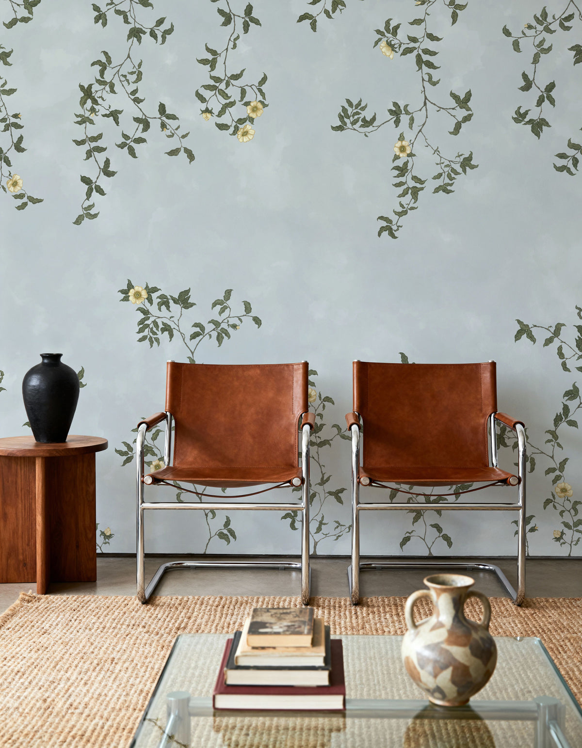 Rambling Rose, Butter Yellow on Sky Mural Wallpaper - room preview 03