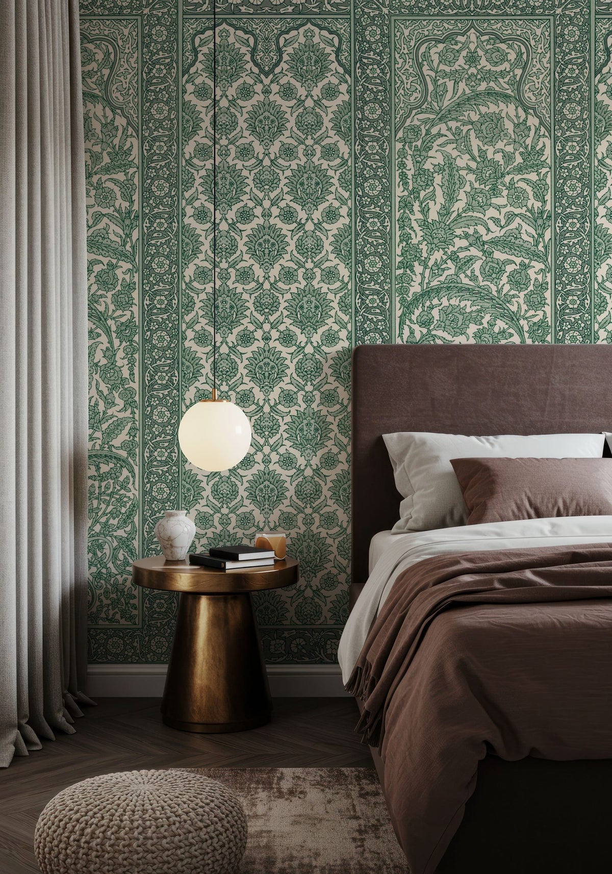 Riad Ornaments, Forest Green Mural Wallpaper - room preview 03