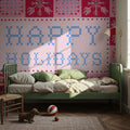 Quilted Christmas I Mural Wallpaper - Red Tone - room preview 03