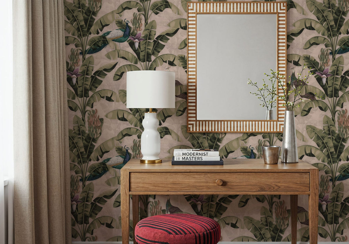 Banana Plant Pink Mural Wallpaper - room preview 03