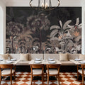 Tropical Forest Strolls Dark Gray Mural Wallpaper - room preview 03
