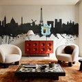 Paris Skyline Black & White Mural Wallpaper - room preview 03