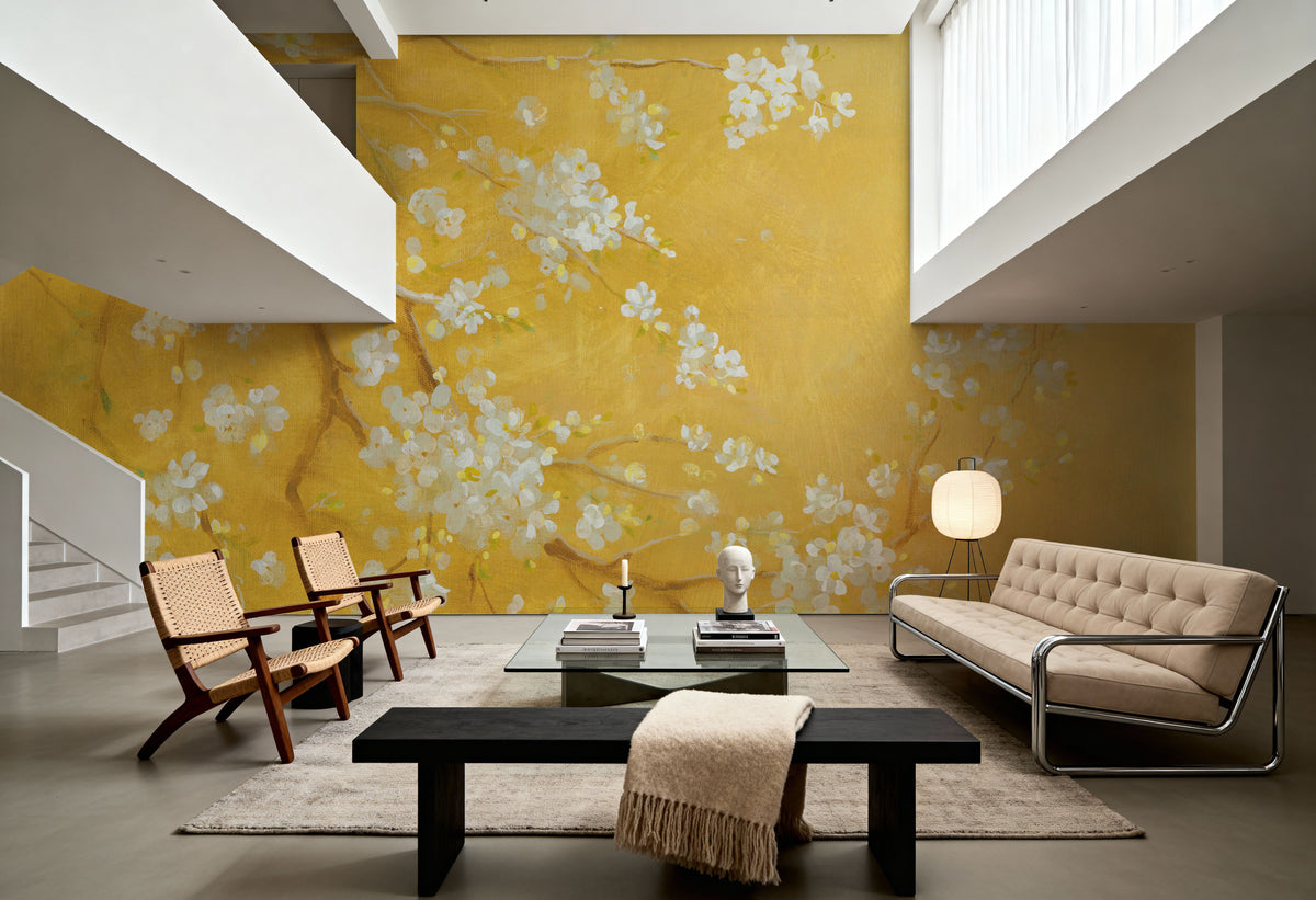 White Cherry Blossoms I Mural Wallpaper - room preview 03