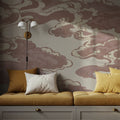 Ukiyo-e Clouds, Dusty Rose Mural Wallpaper - room preview 03