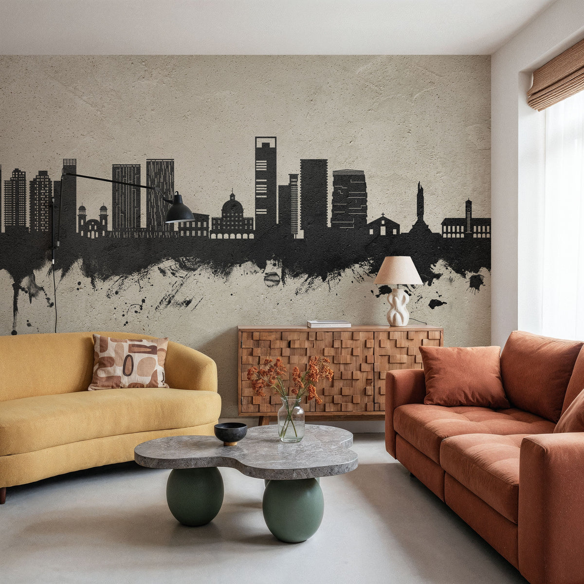 Luanda Skyline Concrete Mural Wallpaper - room preview 03