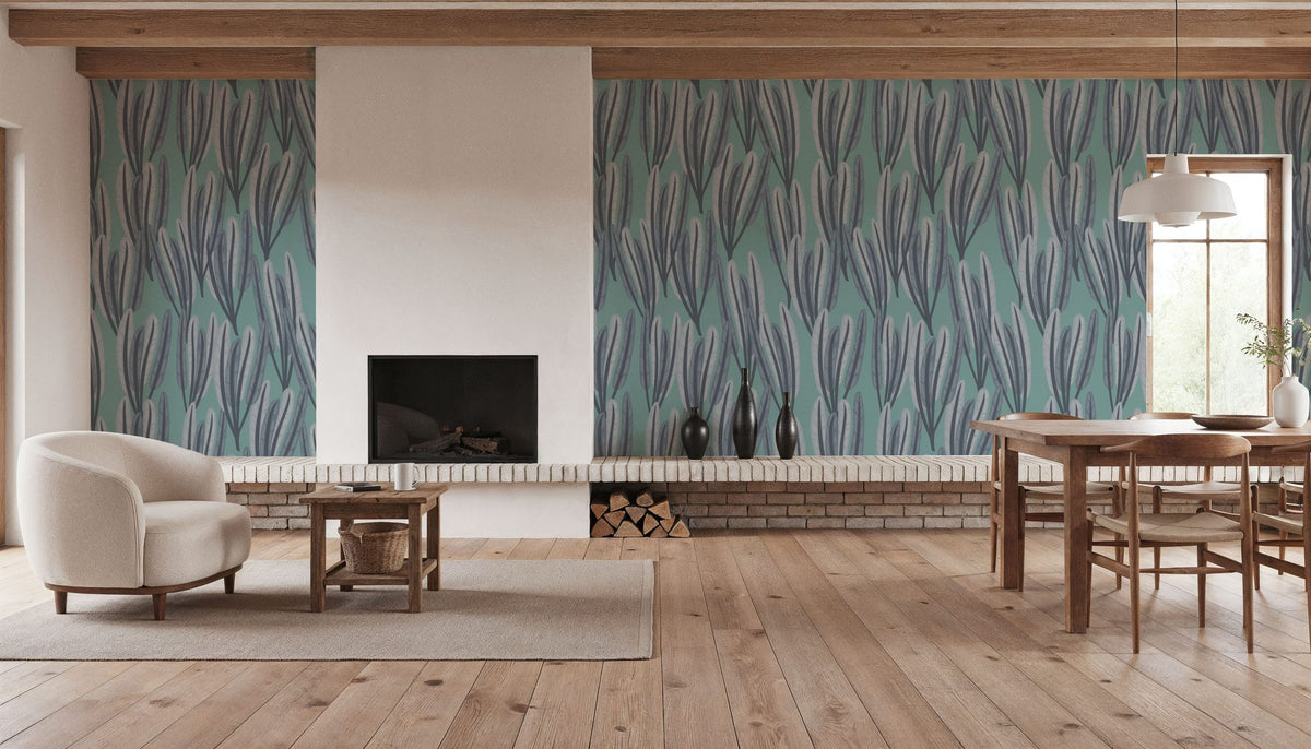 Palm on Green Mural Wallpaper - room preview 03