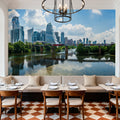 Urban Skyscrapers Blue Sky Reflection Mural Wallpaper - room preview 03