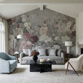 Rose Garden Gray Mural Wallpaper - room preview 03