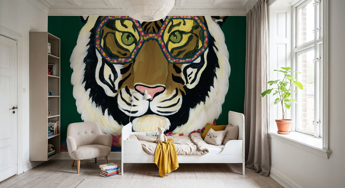 Miami Living Tiger Portrait Mural Wallpaper - room preview 03