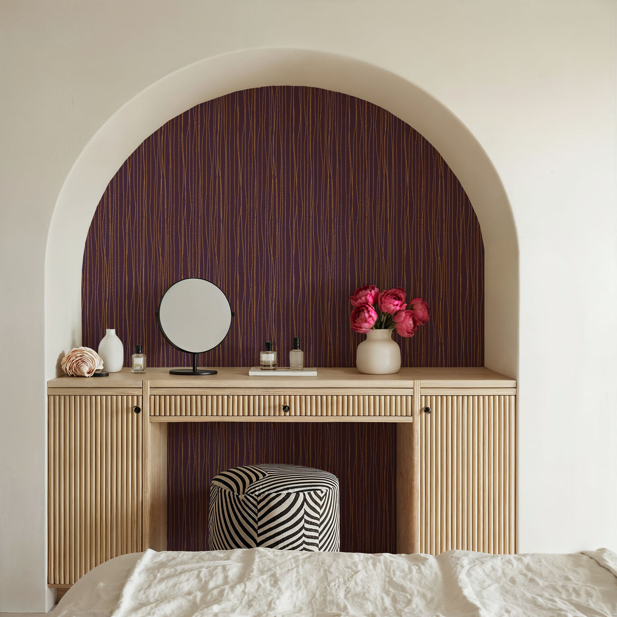 Lone Lines Purple Mural Wallpaper - room preview 03