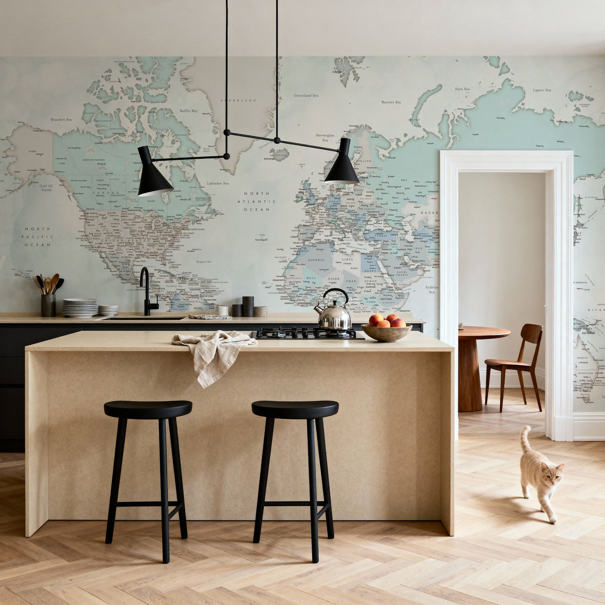 World Map Cities - Rebe Mural Wallpaper - room preview 03