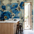 Aquamarine Floral Mural Wallpaper - room preview 03