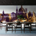 Valletta Malta Skyline Purple & Gold Mural Wallpaper - room preview 03