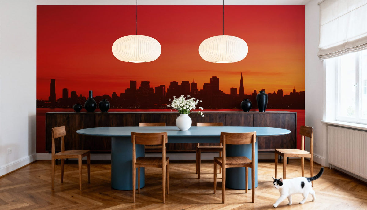 Crimson Bridge Horizon Mural Wallpaper - room preview 03