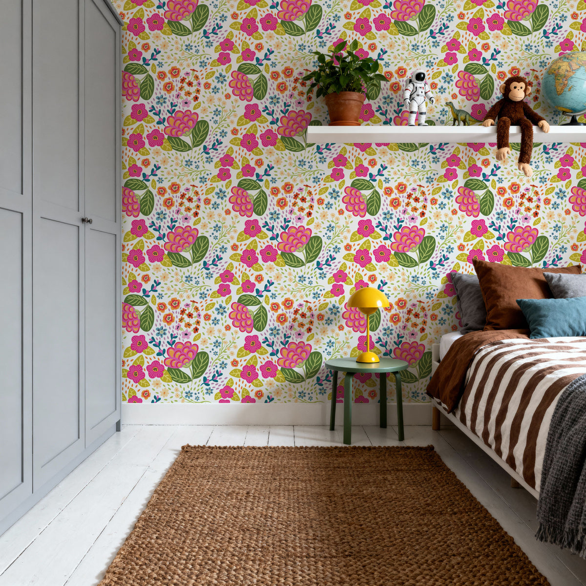 Happy Flowers, Milk Mural Wallpaper - room preview 03
