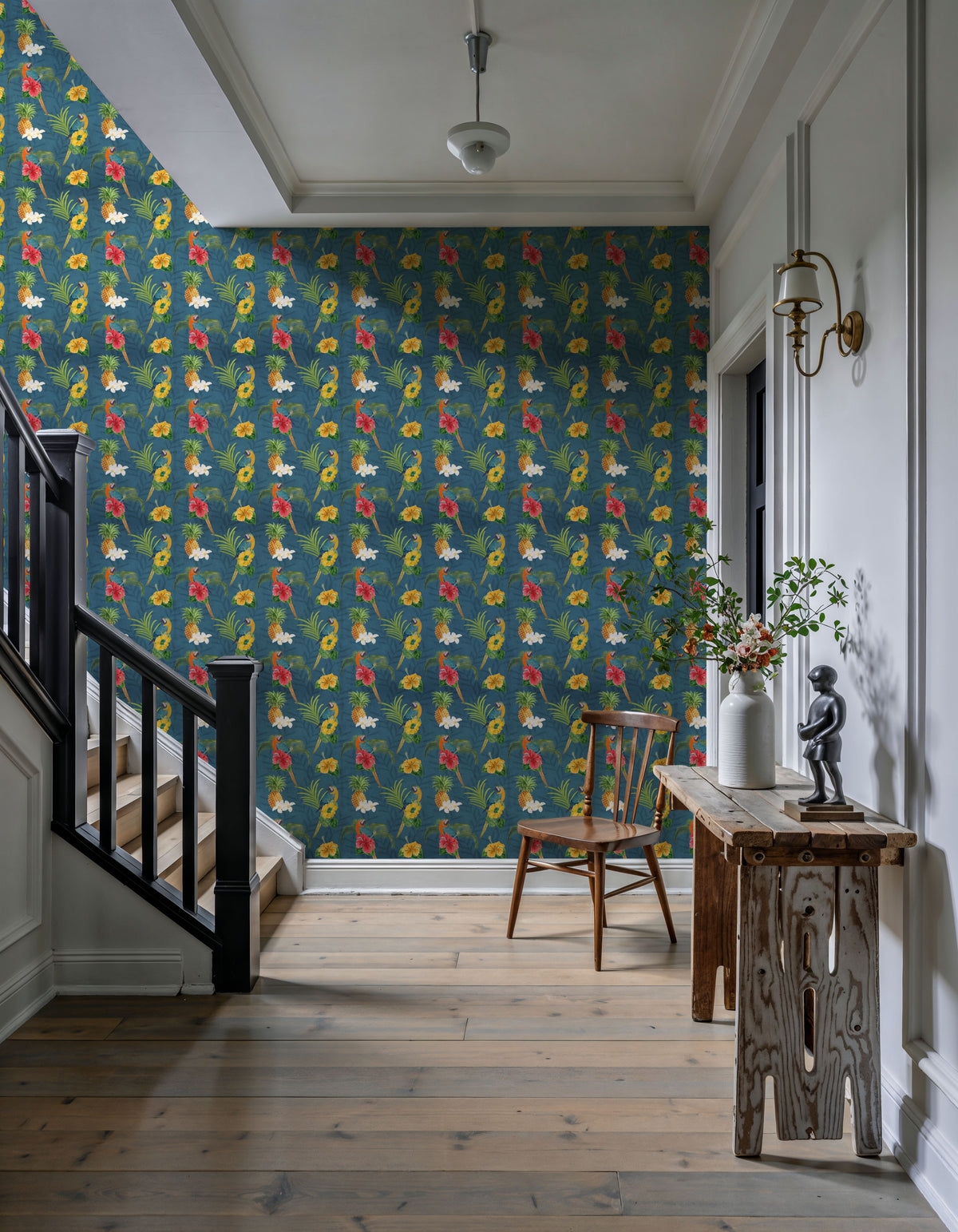 Parrot Paradise Blue Mural Wallpaper - room preview 03