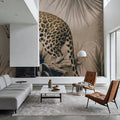 Cheetahs Tropical Jungle Monochrome Mural Wallpaper - room preview 03