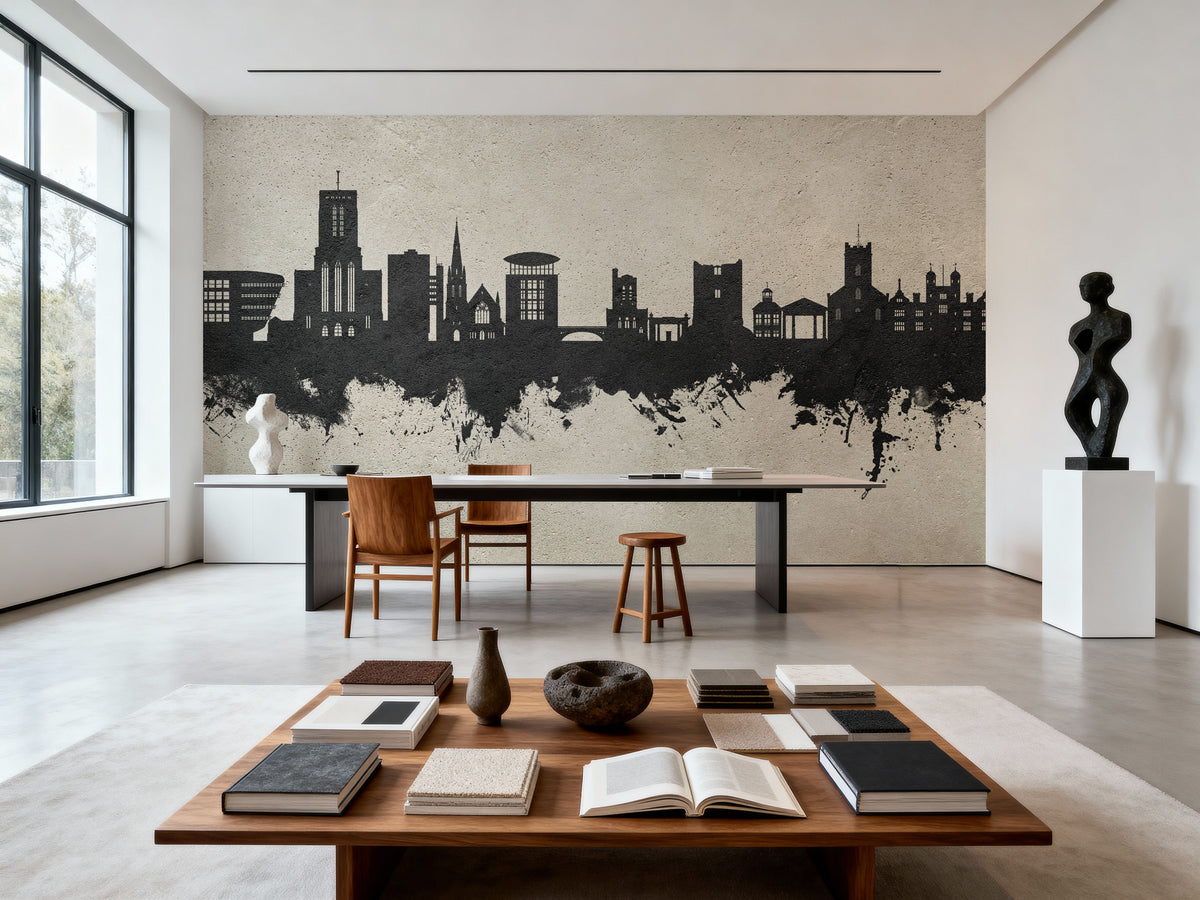 Guildford England Skyline Concrete Mural Wallpaper - room preview 03