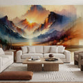 Watercolor Abstract Mountains Mural Wallpaper - room preview 03