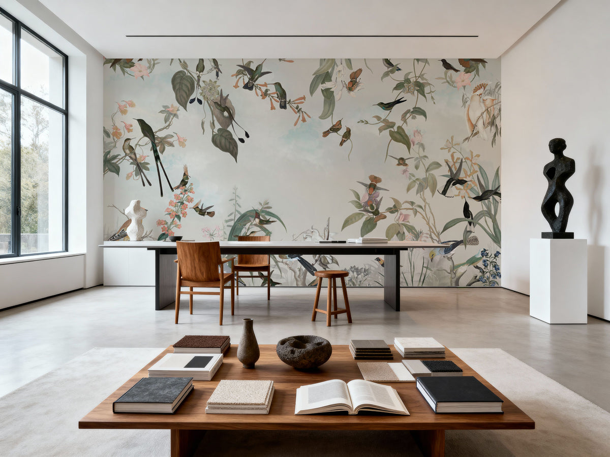 Birds Nectar Mural Wallpaper - room preview 03