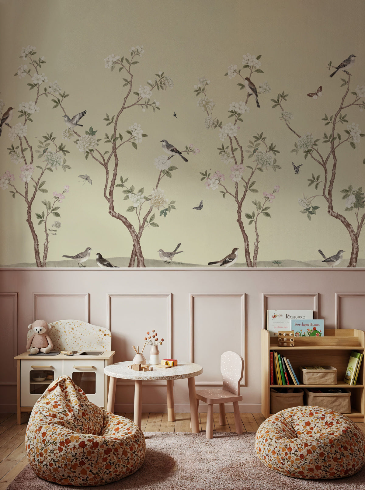 Peony Tree, Pistachio Creme Mural Wallpaper - room preview 03