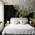 Hydrangea on Black Mural Wallpaper - room preview 03