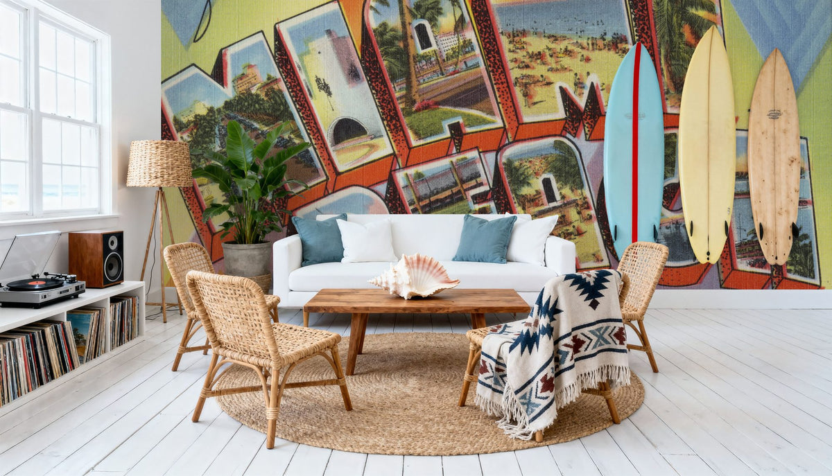 Greetings From Miami Beach Mural Wallpaper - room preview 03