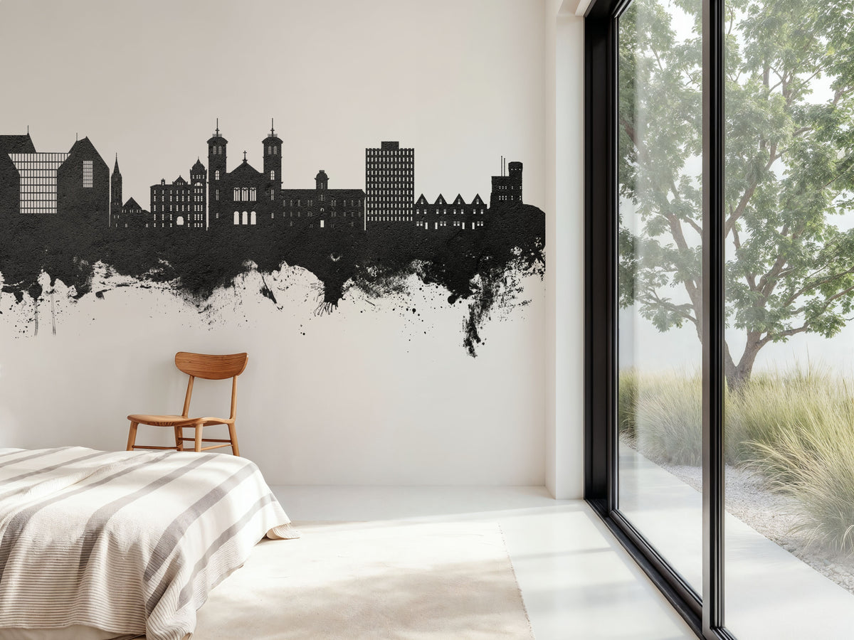 St John's Canada Skyline Black & White Mural Wallpaper - room preview 03