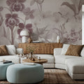 The Tenderness of Orchids, Rosy Salmon Mural Wallpaper - room preview 03