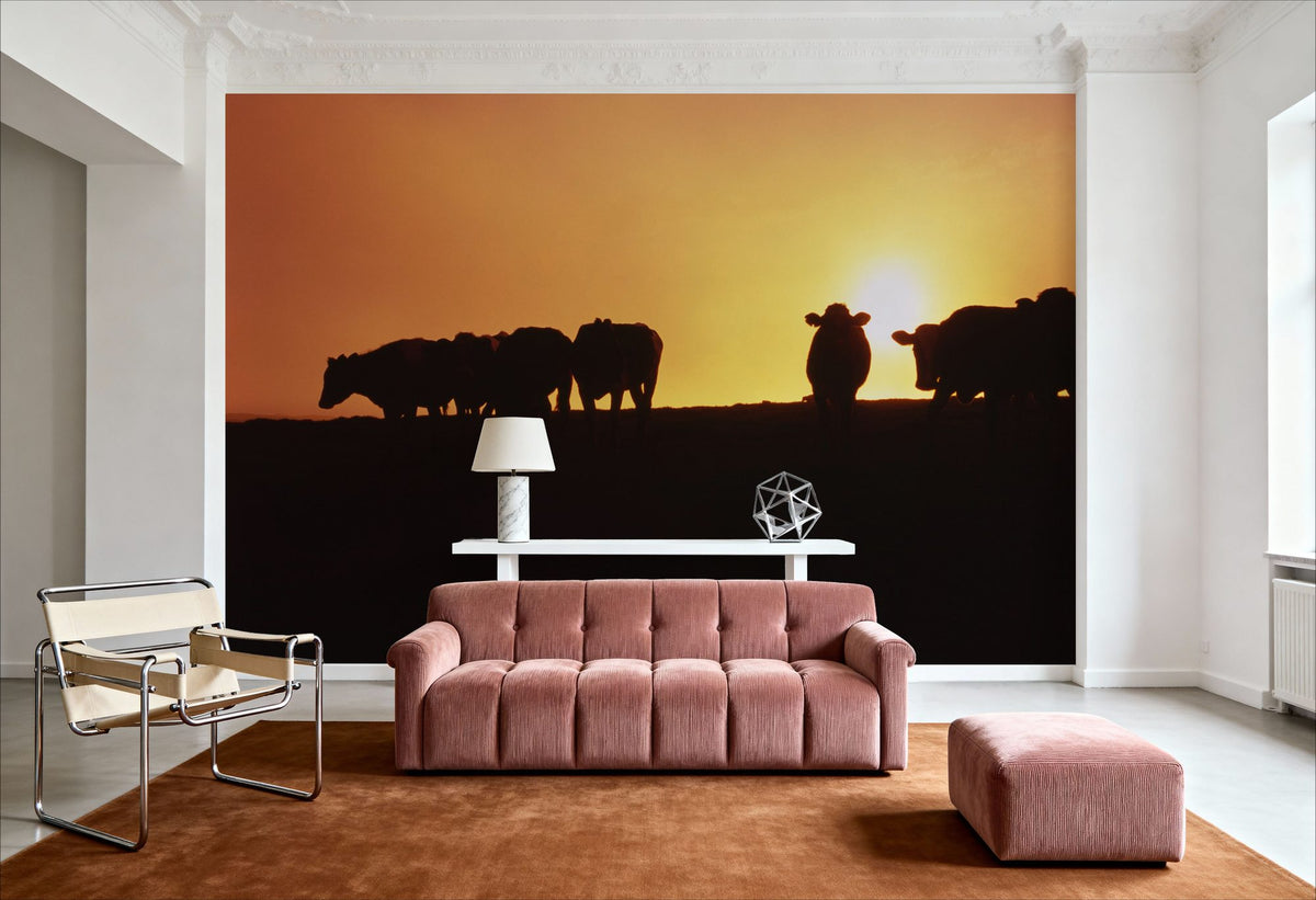 Hillside Cattle Sunset Mural Wallpaper - room preview 03