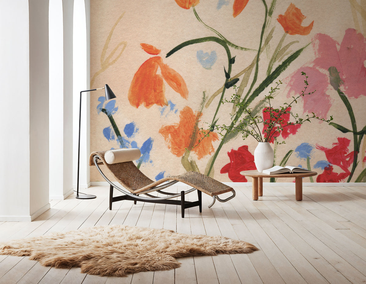 Wildflowers II Mural Wallpaper - Red Tone - room preview 03